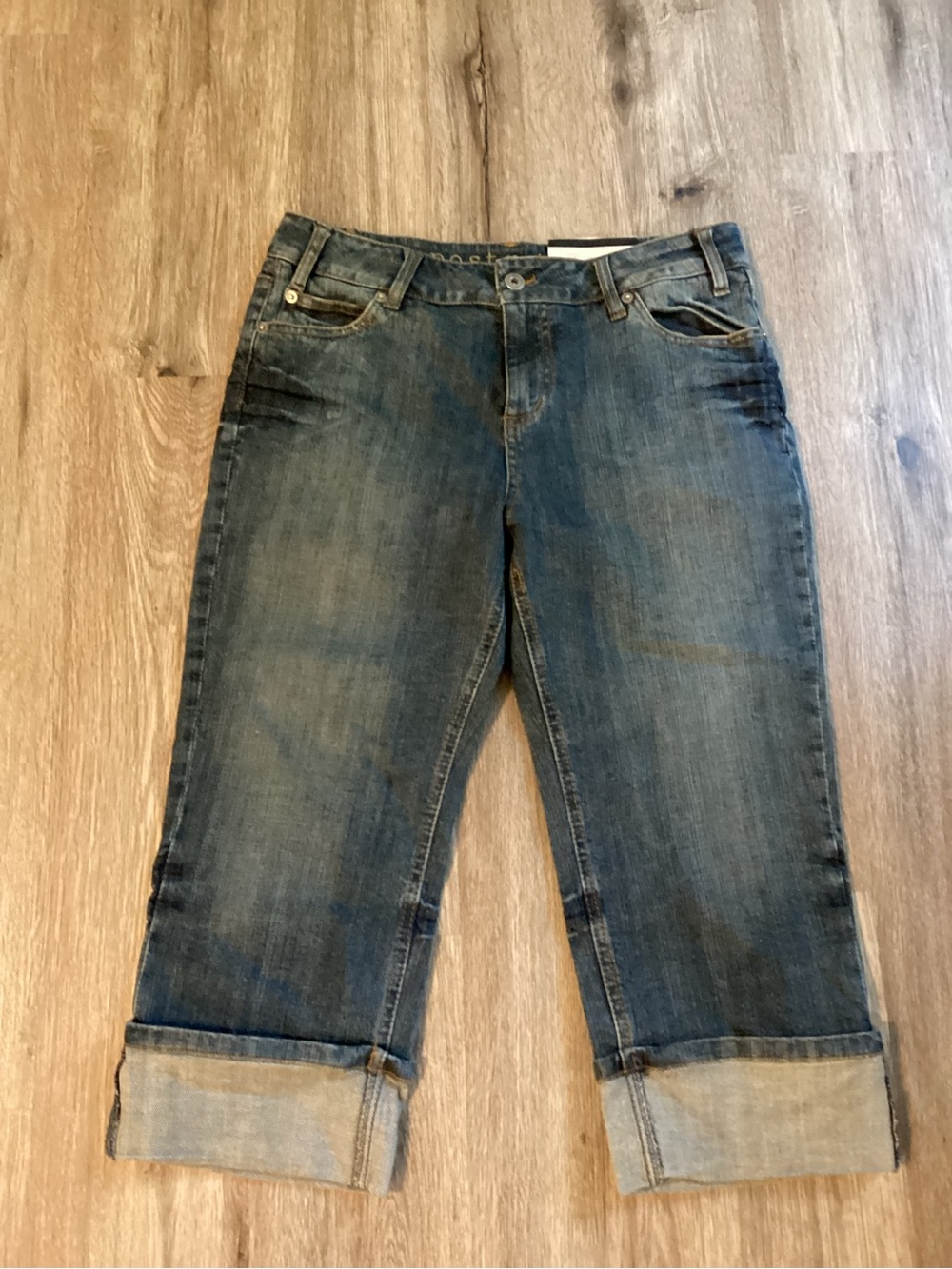 Apostrophe Jeans Mid-Rise Cropped Roll-Cuff Jeans in Denim Blue Size 10 NWT